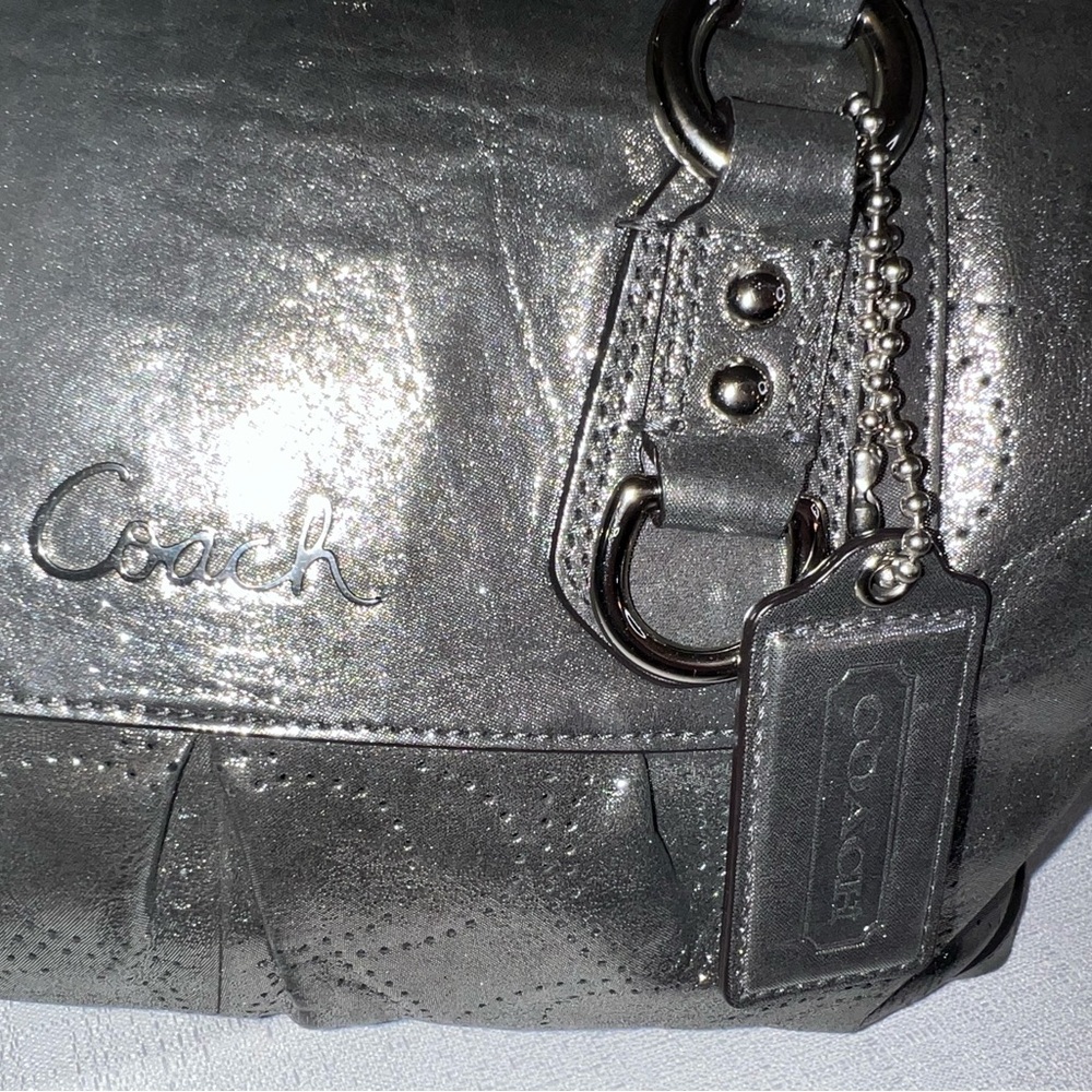 Coach Metallic Silver Leather Satchel Bag-see callouts - Picture 5 of 15